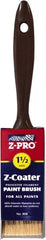Premier Paint Roller - 1-1/2" Flat Polyester General Purpose Paint Brush - 2-1/4" Bristle Length, 5" Plastic Beavertail Handle - Exact Tooling
