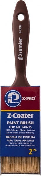 Premier Paint Roller - 2" Flat Polyester General Purpose Paint Brush - 2-1/2" Bristle Length, 5" Plastic Beavertail Handle - Exact Tooling