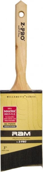 Premier Paint Roller - 3" Angled Polyester Angular Brush - 3-1/2" Bristle Length, 2" Wood Sash Handle - Exact Tooling