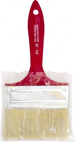 Premier Paint Roller - 4" Flat White China Bristle Chip Brush - 1-3/4" Bristle Length, 5-1/4" Plastic Beavertail Handle - Exact Tooling