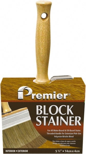 Premier Paint Roller - 6" Flat Polyester/Natural Stainer Brush - 3-1/4" Bristle Length, 5-1/4" Wood Threaded Wood Handle - Exact Tooling