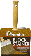 Premier Paint Roller - 6" Flat Polyester/Natural Stainer Brush - 3-1/4" Bristle Length, 5-1/4" Wood Threaded Wood Handle - Exact Tooling