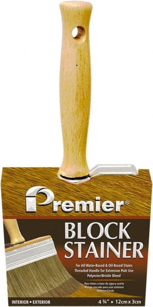 Premier Paint Roller - 5" Flat Polyester/Natural Stainer Brush - 3" Bristle Length, 5-1/4" Wood Threaded Wood Handle - Exact Tooling