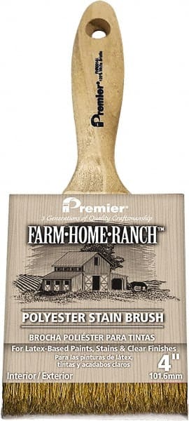 Premier Paint Roller - 2-1/2" Flat Polyester Stainer Brush - 2-3/4" Bristle Length, 6" Wood Beavertail Handle - Exact Tooling