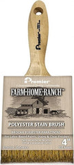 Premier Paint Roller - 2-1/2" Flat Polyester Stainer Brush - 2-3/4" Bristle Length, 6" Wood Beavertail Handle - Exact Tooling
