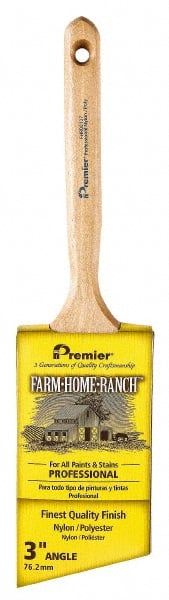 Premier Paint Roller - 3" Angled Nylon/Polyester Angular Brush - 3-1/4" Bristle Length, 7-1/2" Wood Sash Handle - Exact Tooling