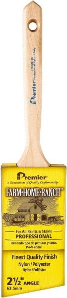 Premier Paint Roller - 2-1/2" Angled Nylon/Polyester Angular Brush - 3" Bristle Length, 7-1/4" Wood Sash Handle - Exact Tooling