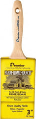 Premier Paint Roller - 3" Flat Nylon/Polyester General Purpose Paint Brush - 3-1/4" Bristle Length, 5-1/2" Wood Beavertail Handle - Exact Tooling