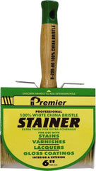 Premier Paint Roller - 6" Flat White China Bristle Stainer Brush - 3-1/4" Bristle Length, 5-1/4" Wood Threaded Wood Handle - Exact Tooling