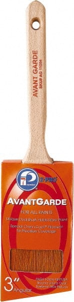 Premier Paint Roller - 3" Oval/Angle Polyester Sash Brush - 3-1/4" Bristle Length, 6-3/4" Wood Sash Handle - Exact Tooling