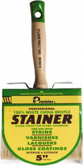 Premier Paint Roller - 5" Flat White China Bristle Stainer Brush - 3" Bristle Length, 5-1/4" Wood Threaded Wood Handle - Exact Tooling
