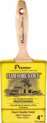 Premier Paint Roller - 4" Flat Nylon/Polyester General Purpose Paint Brush - 3-1/2" Bristle Length, 5-3/4" Wood Beavertail Handle - Exact Tooling