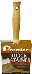 Premier Paint Roller - 4" Flat Polyester/Natural Stainer Brush - 3" Bristle Length, 5-1/4" Wood Threaded Wood Handle - Exact Tooling