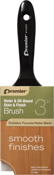 Premier Paint Roller - 3" Flat Polyester Stainer Brush - 2-1/4" Bristle Length, 5" Plastic Beavertail Handle - Exact Tooling