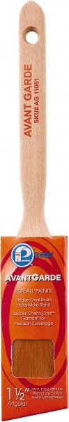 Premier Paint Roller - 1-1/2" Oval/Angle Polyester Sash Brush - 2-1/2" Bristle Length, 6-3/4" Wood Sash Handle - Exact Tooling