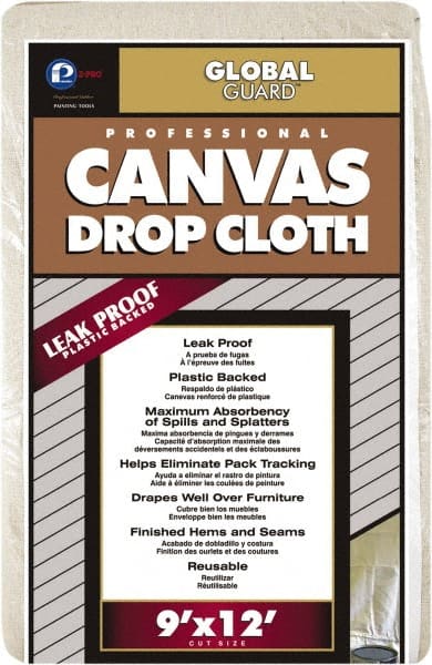 Premier Paint Roller - Medium Weight Plastic Drop Cloth - 12' x 9', 1 mil Thick, Off White, Leak Proof - Exact Tooling