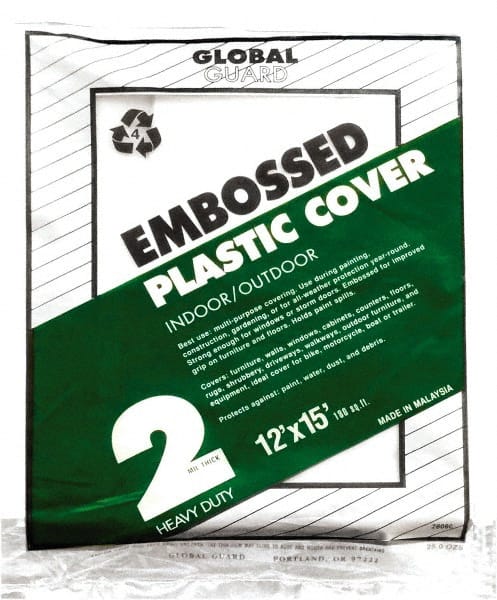 Premier Paint Roller - Medium Weight Plastic Drop Cloth - 15' x 12', 2 mil Thick, Off White - Exact Tooling