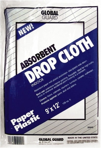 Premier Paint Roller - Medium Weight Paper Drop Cloth - 12' x 9', 1 mil Thick, Off White - Exact Tooling