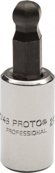 Proto - 1/4" Drive, 1/4" Hex Bit Socket - 1-1/2" OAL, 1.047" Bit Length, Ball End - Exact Tooling