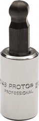 Proto - 1/4" Drive, 1/4" Hex Bit Socket - 1-1/2" OAL, 1.047" Bit Length, Ball End - Exact Tooling