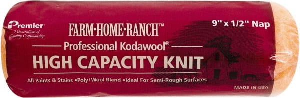 Premier Paint Roller - 1/2" Nap, 9" Wide Paint Roller Cover - Semi-Rough Texture, Polyester & Wool - Exact Tooling