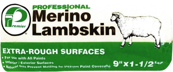 Premier Paint Roller - 1-1/2" Nap, 9" Wide Paint Roller Cover - Extra-Rough Texture, Lambskin - Exact Tooling
