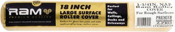 Premier Paint Roller - 1-1/4" Nap, 18" Wide Paint Roller Cover - Extra-Rough Texture, Polyester - Exact Tooling