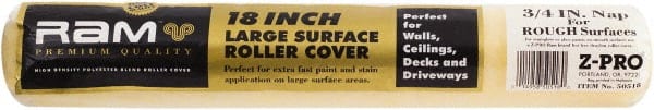 Premier Paint Roller - 3/4" Nap, 18" Wide Paint Roller Cover - Rough Texture, Polyester - Exact Tooling