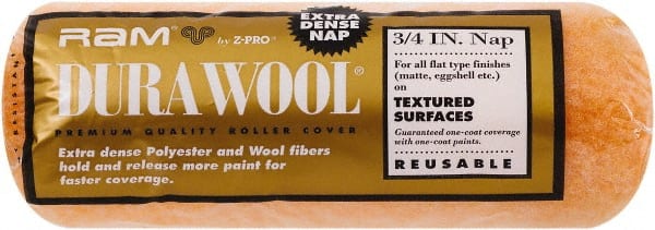 Premier Paint Roller - 3/4" Nap, 9" Wide Paint Roller Cover - Rough Texture, Polyester - Exact Tooling