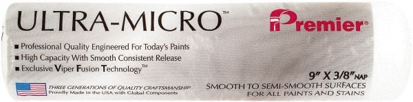 Premier Paint Roller - 3/8" Nap, 9" Wide Paint Roller Cover - Semi-Smooth Texture, Microfiber - Exact Tooling