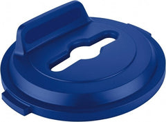 Rubbermaid - Round Lid for Use with 32 Gal Round Recycle Containers - Blue, Polyethylene, For Brute Trash Cans - Exact Tooling