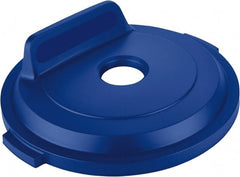 Rubbermaid - Round Lid for Use with 32 Gal Round Recycle Containers - Blue, Polyethylene, For Brute Trash Cans - Exact Tooling
