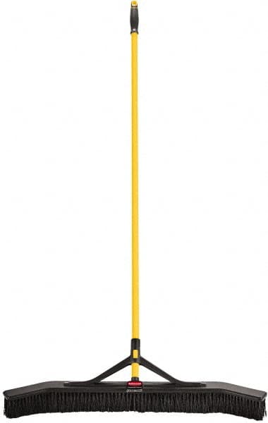 Rubbermaid - 36" Medium Duty Synthetic Push Broom - 3" Bristle Length, Foam Block, Threaded Handle Connection, Handle Included - Exact Tooling