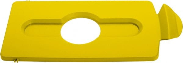 Rubbermaid - Rectangle Lid for Use with 23 Gal Rectangular Recycle Containers - Yellow, Polypropylene, For Slim Jim Trash Cans - Exact Tooling