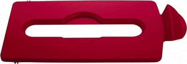 Rubbermaid - Rectangle Lid for Use with 23 Gal Rectangular Recycle Containers - Red, Polypropylene, For Slim Jim Trash Cans - Exact Tooling