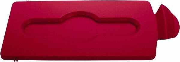 Rubbermaid - Rectangle Lid for Use with 23 Gal Rectangular Recycle Containers - Red, Polypropylene, For Slim Jim Trash Cans - Exact Tooling