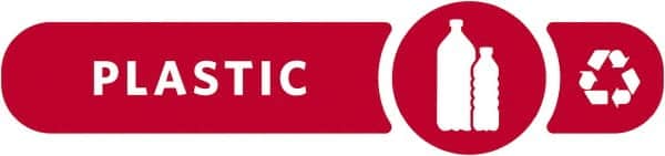 Rubbermaid - Trash Can Decal Message: Plastic - English, Text on Color, Red, Indoor & Outdoor, Apply to Polypropylene, 2-37/64" Wide - Exact Tooling