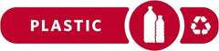 Rubbermaid - Trash Can Decal Message: Plastic - English, Text on Color, Red, Indoor & Outdoor, Apply to Polypropylene, 2-37/64" Wide - Exact Tooling