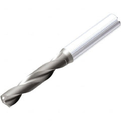 Kennametal - 3mm 138° Spiral Flute Solid Carbide Screw Machine Drill Bit - AlTiN Finish, Right Hand Cut, 20mm Flute Length, 62mm OAL, SGL Point, Straight Shank, Through Coolant - Exact Tooling