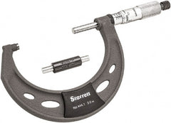Starrett - 2 to 3" Range, 0.0001" Graduation, Mechanical Outside Micrometer - Ratchet Thimble, 1-3/4" Throat Depth, Accurate to 0.0001" - Exact Tooling
