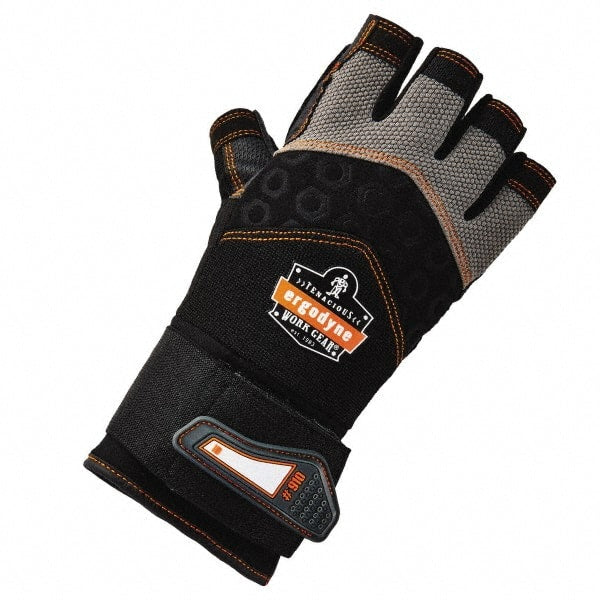 Ergodyne - Size S (7) Polyester Blend Work Gloves - Palm Coated, Hook & Loop Cuff, Half Fingered, Black, Paired - Exact Tooling