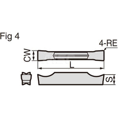 Grooving Insert: GCM5004GA H10, Solid Carbide Uncoated, Neutral, 5 mm Cutting Width, 25 mm Max Depth, Series GND