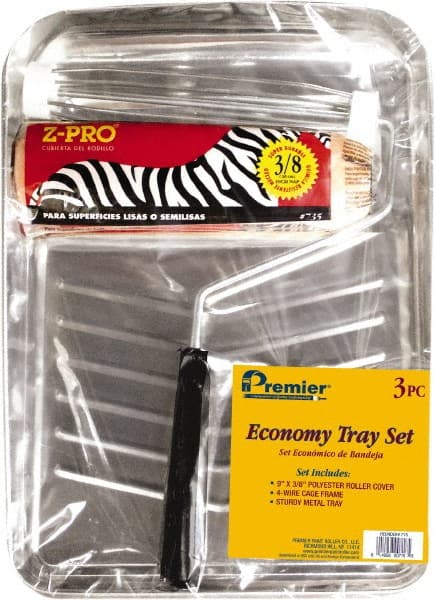 Premier Paint Roller - 3/8" Nap, Wall Paint Roller Set - 10" Wide, Steel Frame, Includes Paint Tray, Roller Cover & Frame - Exact Tooling
