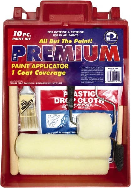 Premier Paint Roller - 1/2" Nap, Wall Paint Roller Set - 10" Wide, Steel Frame, Includes Paint Tray, Roller Cover & Frame - Exact Tooling