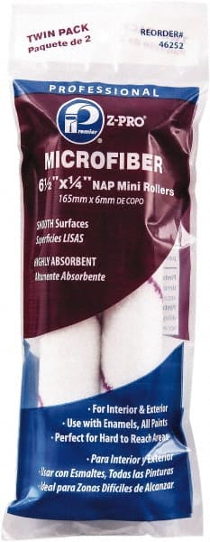 Premier Paint Roller - 1/4" Nap, 6" Wide Paint Mini Roller Covers - Smooth Texture, Microfiber - Exact Tooling