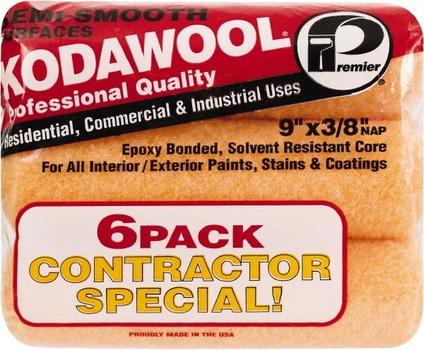 Premier Paint Roller - 3/8" Nap, 9" Wide Paint Roller Cover - Semi-Smooth Texture, Polyester & Wool - Exact Tooling