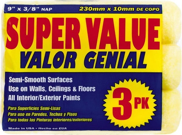 Premier Paint Roller - 1/2" Nap, 9" Wide Paint Roller Cover - Semi-Rough Texture, Polyester - Exact Tooling