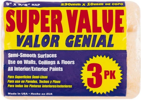 Premier Paint Roller - 3/8" Nap, 9" Wide Paint Roller Cover - Semi-Smooth Texture, Polyester - Exact Tooling