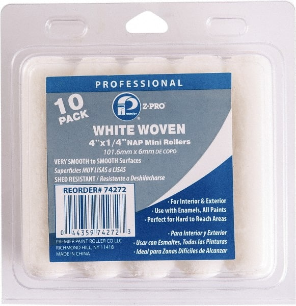 Premier Paint Roller - 1/4" Nap, 4" Wide Paint Mini Roller Covers - Smooth Texture, Woven - Exact Tooling