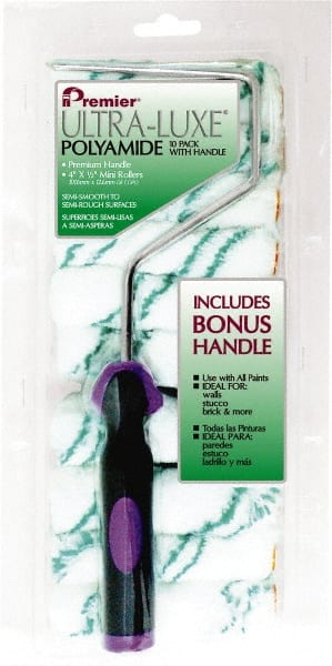 Premier Paint Roller - 10" Long, 3/8" Nap, Mini Roller Cover Combo - 4" Wide, Plastic Frame, Includes Roller Cover & Frame - Exact Tooling
